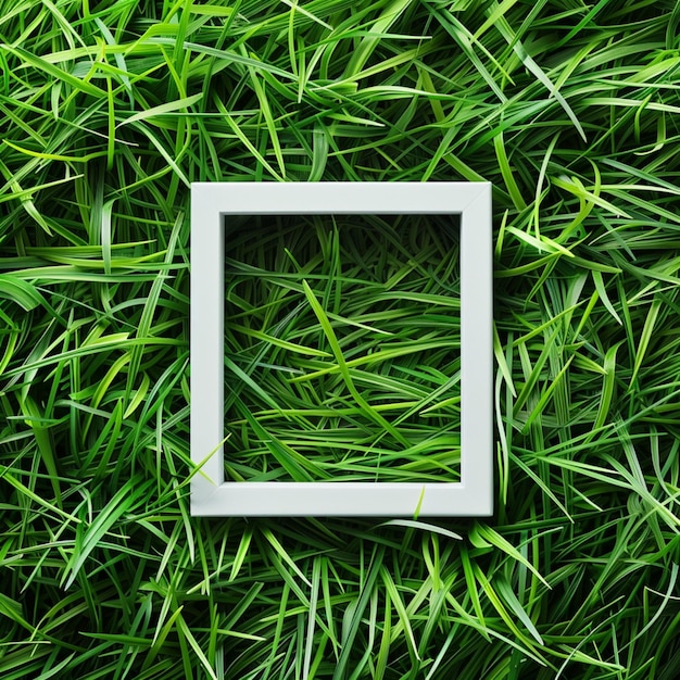 a square white square in the middle of the grass