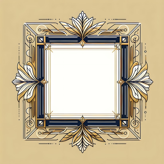 a square with a gold border and a blue and white border