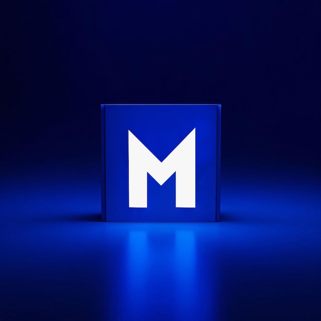 a square with a letter m on it that is lit up