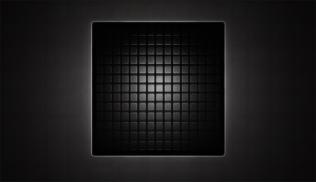 A square with squares on it is in a dark room.