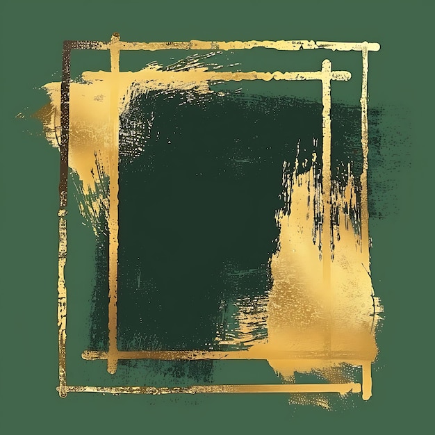 a square of yellow and green paint with a black square on it