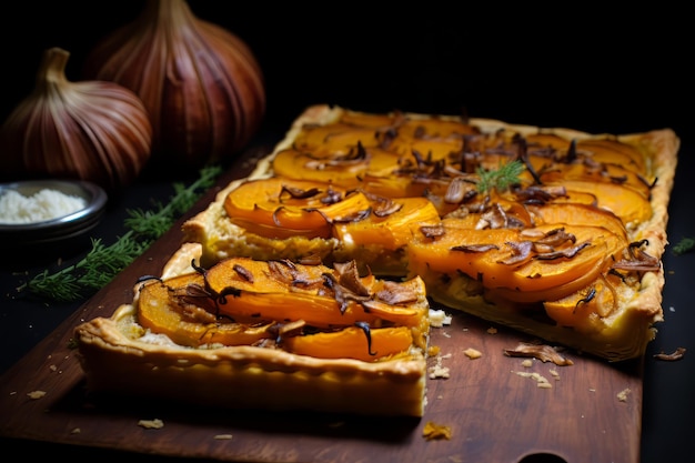 Squash and Caramelized Onion Tart christmas Dinner Food