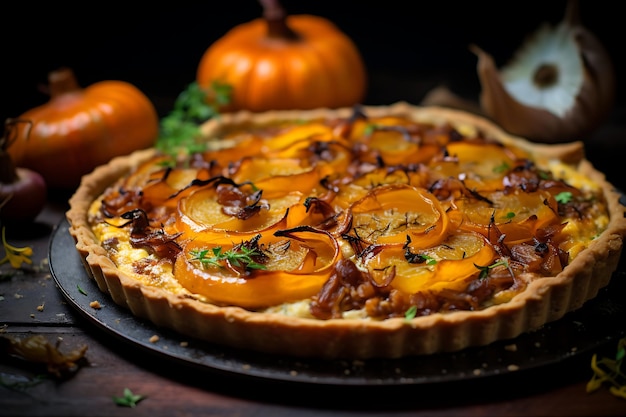 Squash and caramelized onion tart christmas