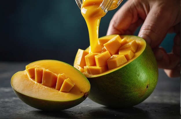 Squeezing Fresh Mango Juice