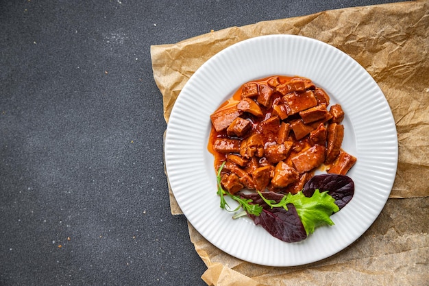 squid tomato sauce aperitif food seafood salad fresh meal food snack on the table copy space food