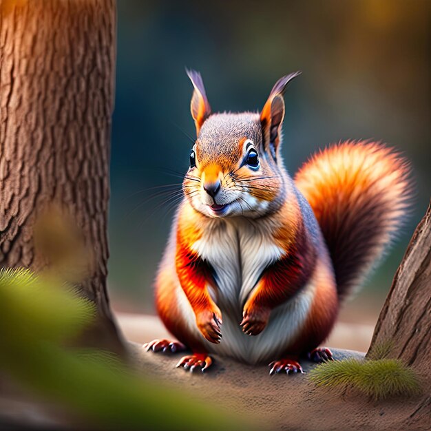 Squirrel expresses emotions up portrait of a Wild Red Squirrel Wildlife emotions