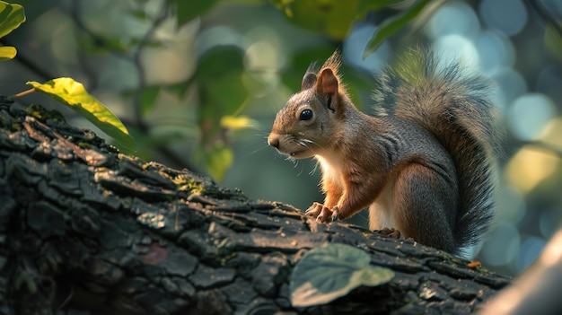 a squirrel is looking at the camera while standing on a tree branch