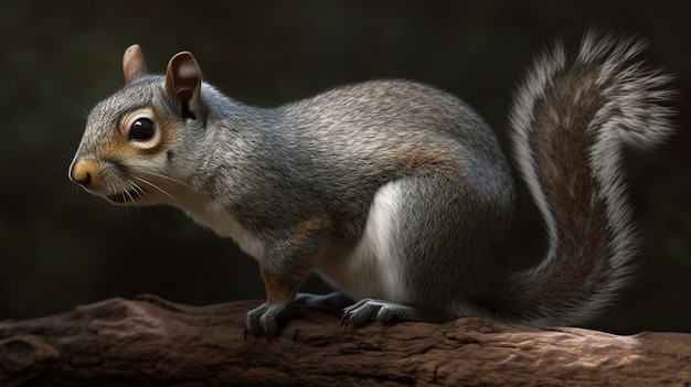 A squirrel is sitting on a rock with its back turnedgenerative ai