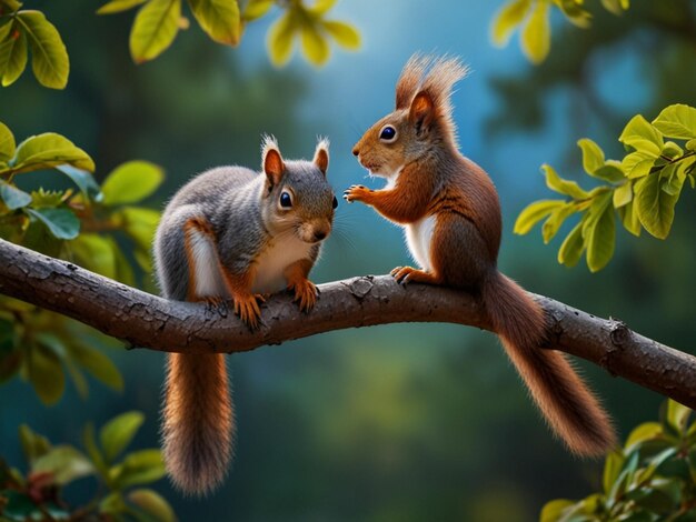 a squirrel is sitting on a tree branch and it is a squirrel realistic image