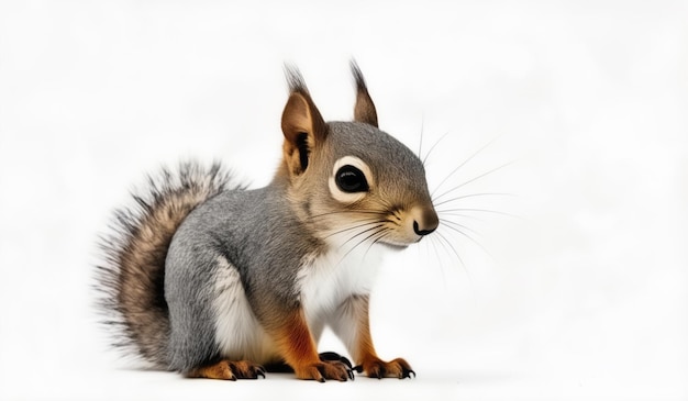 a squirrel is sitting on a white background with a white background