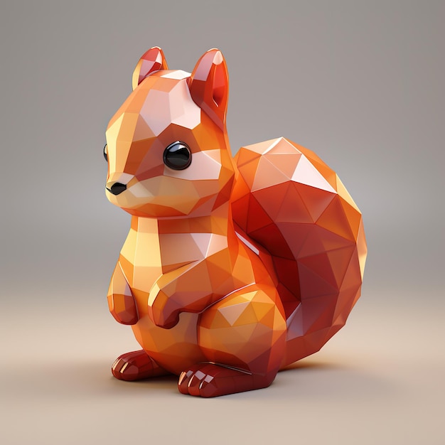 a squirrel made of geometric shapes sits on a table.