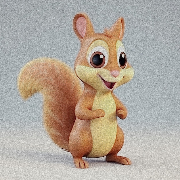 Squirrel oil drawing Cute smiling squirrel with big eyes Design for cover children's books playrooms