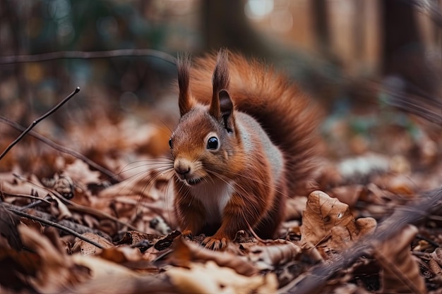 A squirrel searching for food in the park