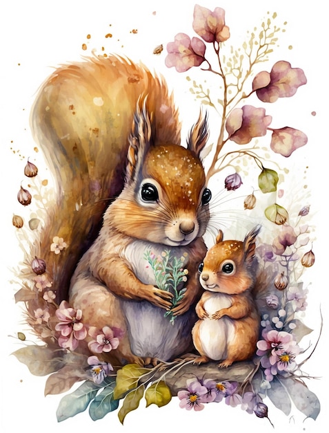 Squirrel Watercolor Illustration