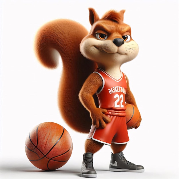 a squirrel wearing a red jersey with the number 22 on it