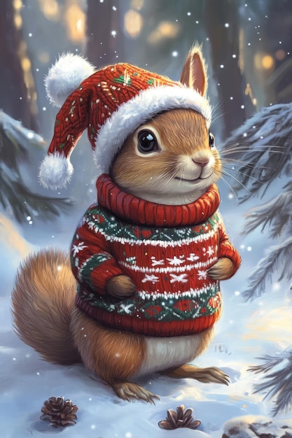 a squirrel wearing a sweater with the words  the year  on it