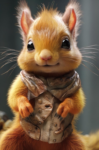 a squirrel wearing a vest