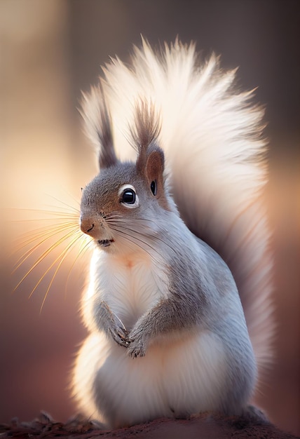 Squirrel with a fluffy tail generative ai