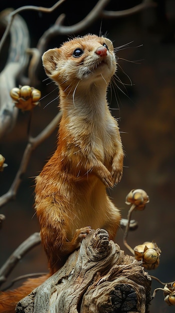 a squirrel with its paws up in the air