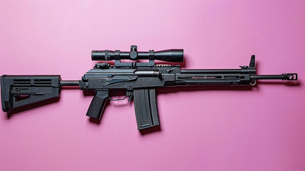 SR25 Sniper Rifle Isolated on Flat Background