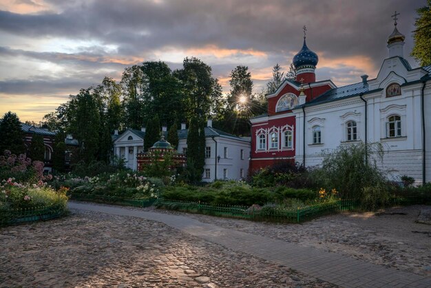 Sretensky and Annunciation Churches of Holy Dormition PskovPechersk Monastery Pechory Pskov Russia