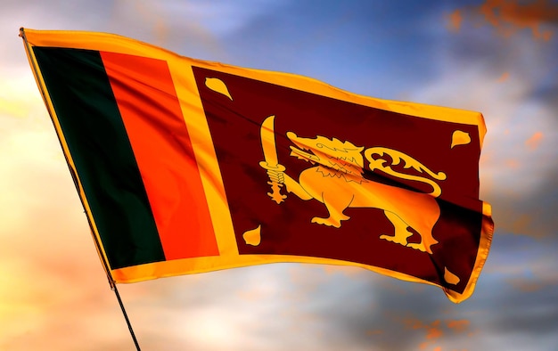 sri_lanka 3D waving flag and cloud background Image