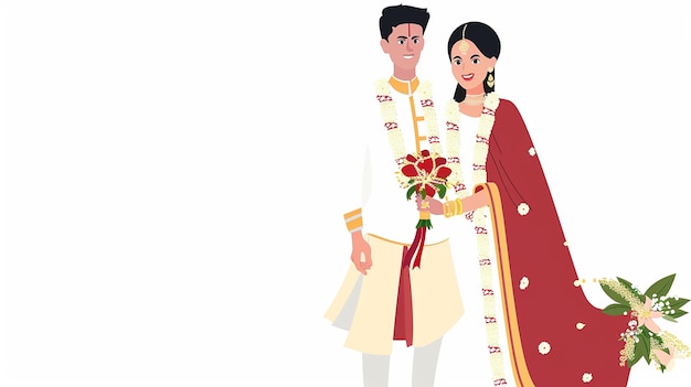 Photo sri lanka_ wedding couple vector flat minimalist