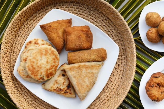 Sri Lankan different street food vegetable and coconut roti cutlets snack