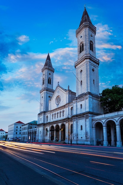 St Ludwigs Church Ludwigskirche in the evening Munich Bavaria Germany