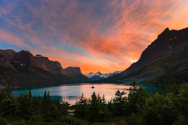 St. Mary Lake and wild goose island in Glacier national park