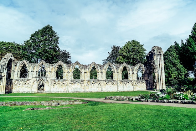 St. Mary's Abbey, museum garden in York city, England