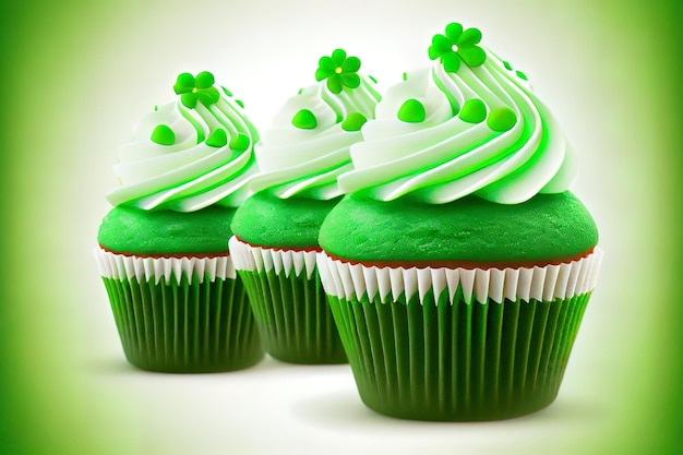 St Patrick39s Day cupcake on green background Generative Ai