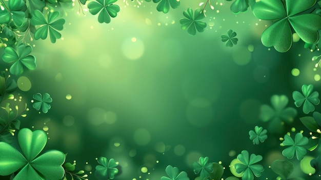 St patricks day abstract background st patricks day green background clover leaf bokeh lights