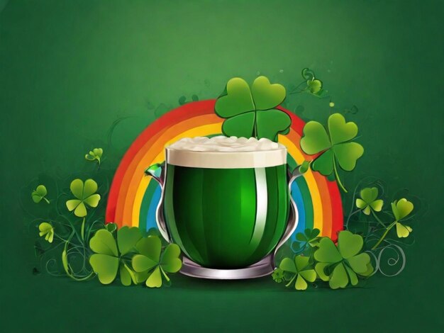 Photo st patricks day background with clover and gold circles