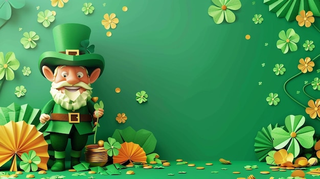 Photo st patricks day banner template green background