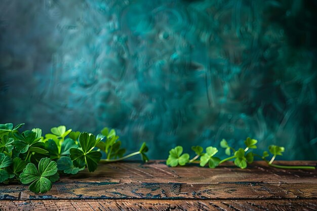 St Patricks Day Themed Background with Wooden Table