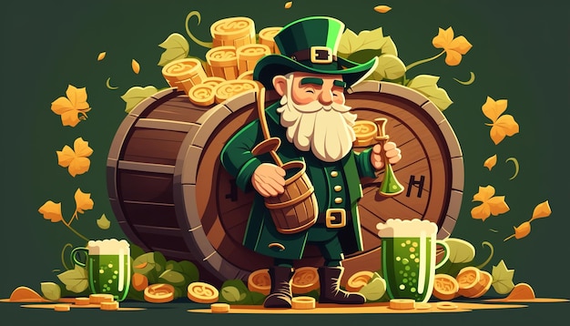 St. Patricks Day vintage holiday badge design.generative ai