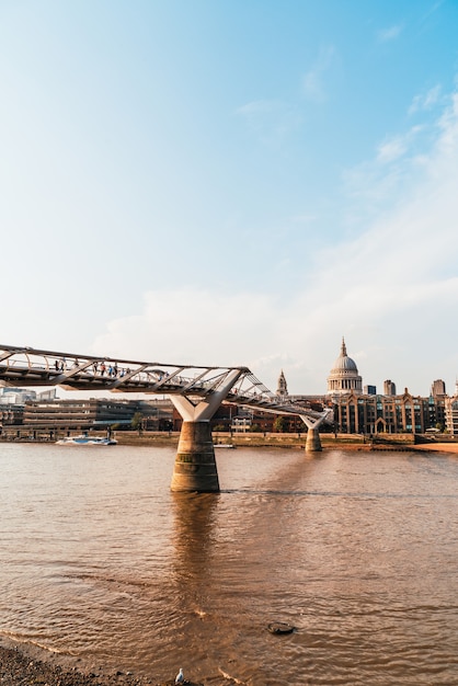 St Pauls Cathedral and the Millennium Bridge at sunset