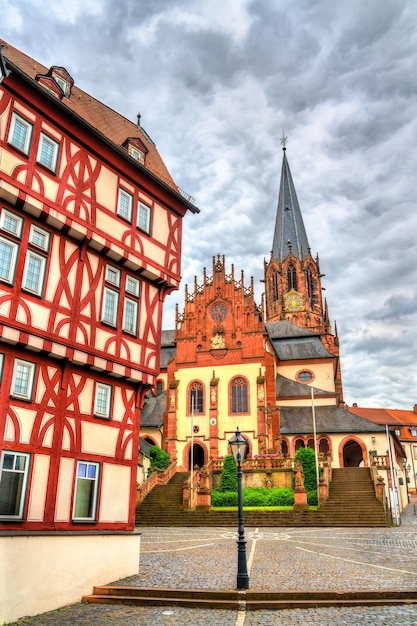 St peter and alexander church and traditional house in aschaffenburg  bavaria germany