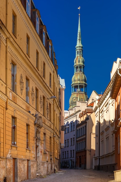 St. Peter's Church in the Old Town of Riga, Latvia