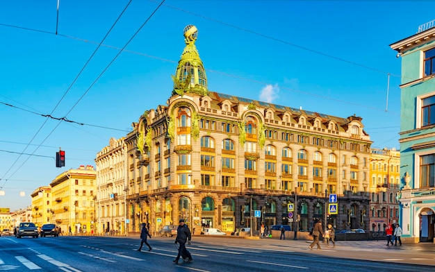 St Petersburg city landscape the intersection of Nevsky Prospekt and the embankment of the Griboyedov Canal