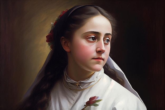 St Therese of Lisieux art painting illustration Generative Ai