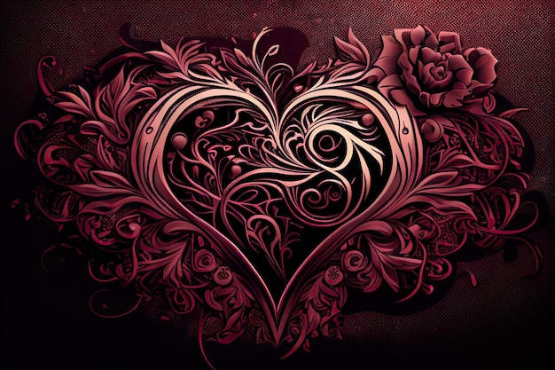 St Valentines Day Background Decorated Pink Red Backdrop Generative AI Design