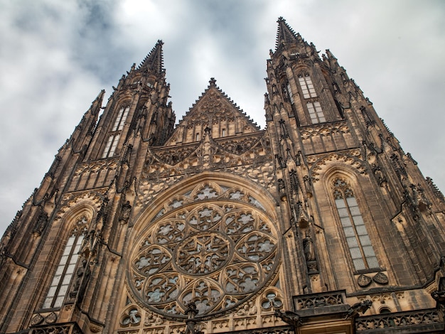 St. Vitus Cathedral in Prague against the sky. Czech.