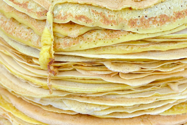 A stack of baked pancakes