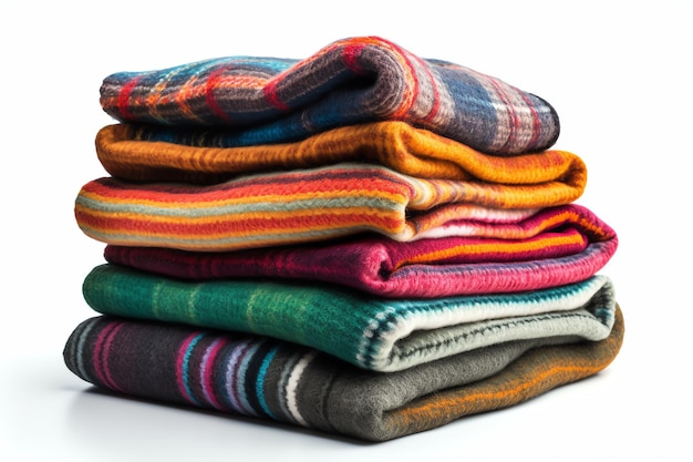 A stack of beautiful colorful throw blankets