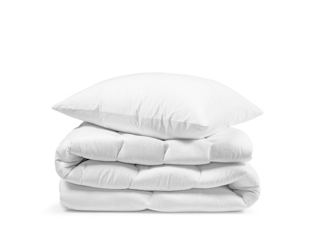 Stack of beddings on white