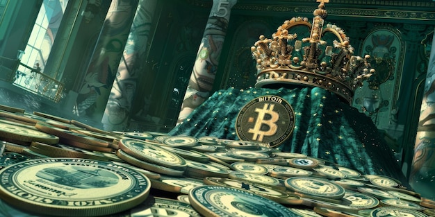 Stack of Bitcoins on Table