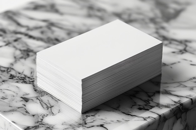 Stack of Blank Business Cards on Marble Surface