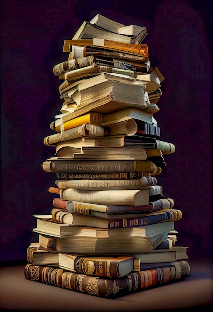 Stack of books Isolated on black background